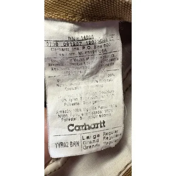 Vintage Carhartt Boys Overalls Large Quilted Lined Double Knee Brown - Picture 7 of 9